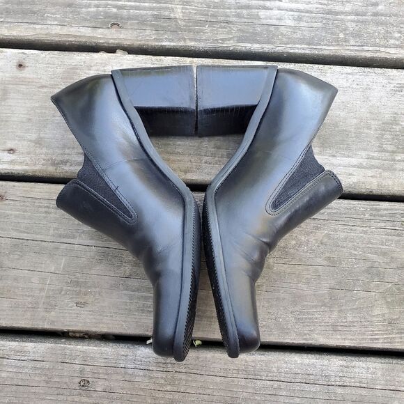 Vintage 90s y2k Bratz Black Leather Platform Oxford Chunky Heeled Loafers 8.5 - Picture 2 of 7